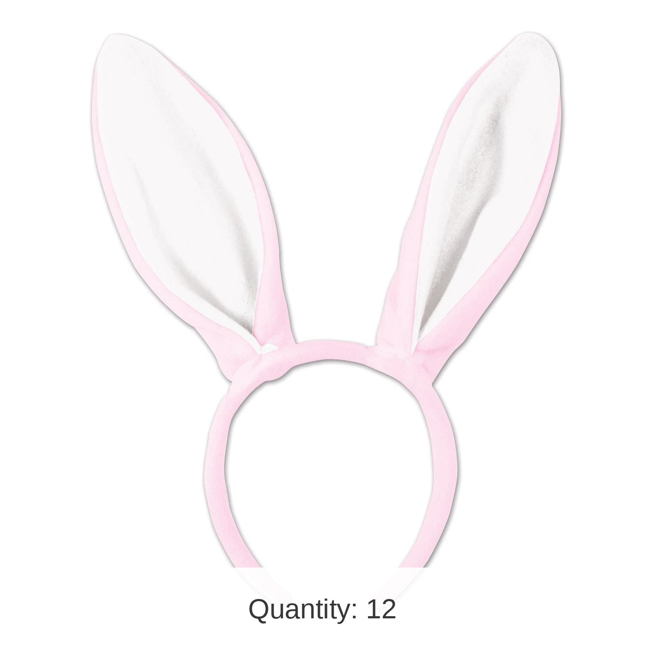 12 Pack Bulk Easter Soft-Touch Bunny Ears - pink/white