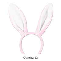 12 Pack Bulk Easter Soft-Touch Bunny Ears - pink/white