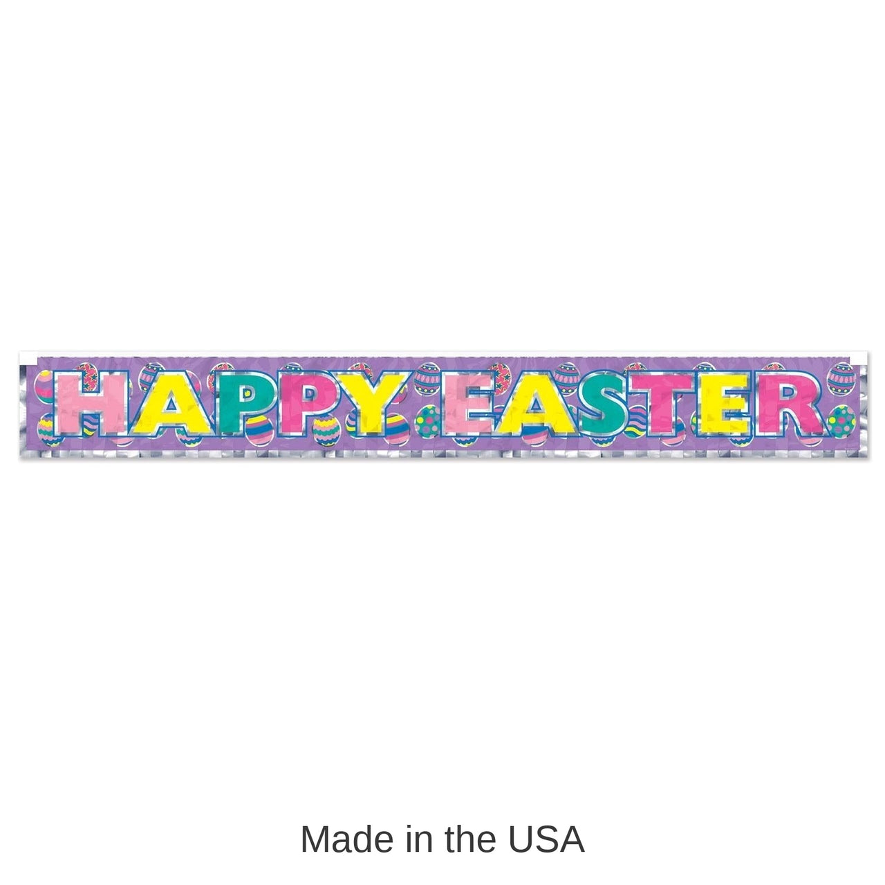 12 Pack Bulk Metallic Happy Easter Fringe Banner
