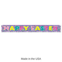 12 Pack Bulk Metallic Happy Easter Fringe Banner
