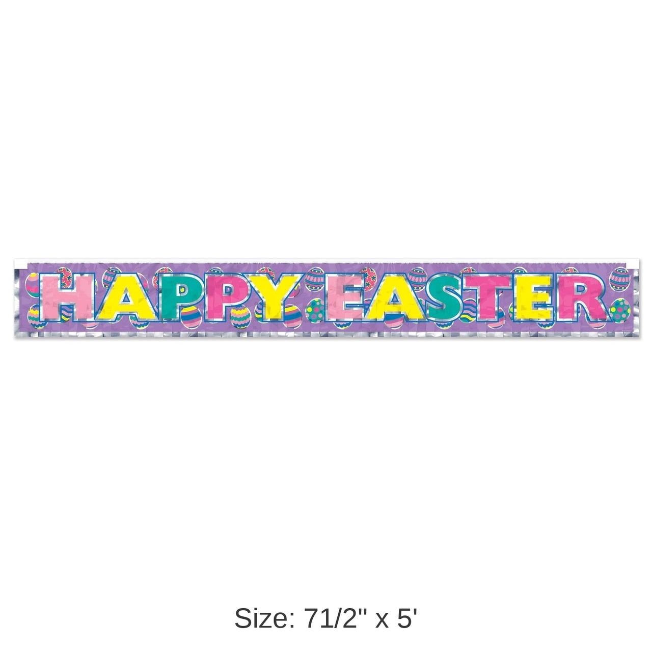 12 Pack Bulk Metallic Happy Easter Fringe Banner