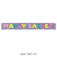 12 Pack Bulk Metallic Happy Easter Fringe Banner