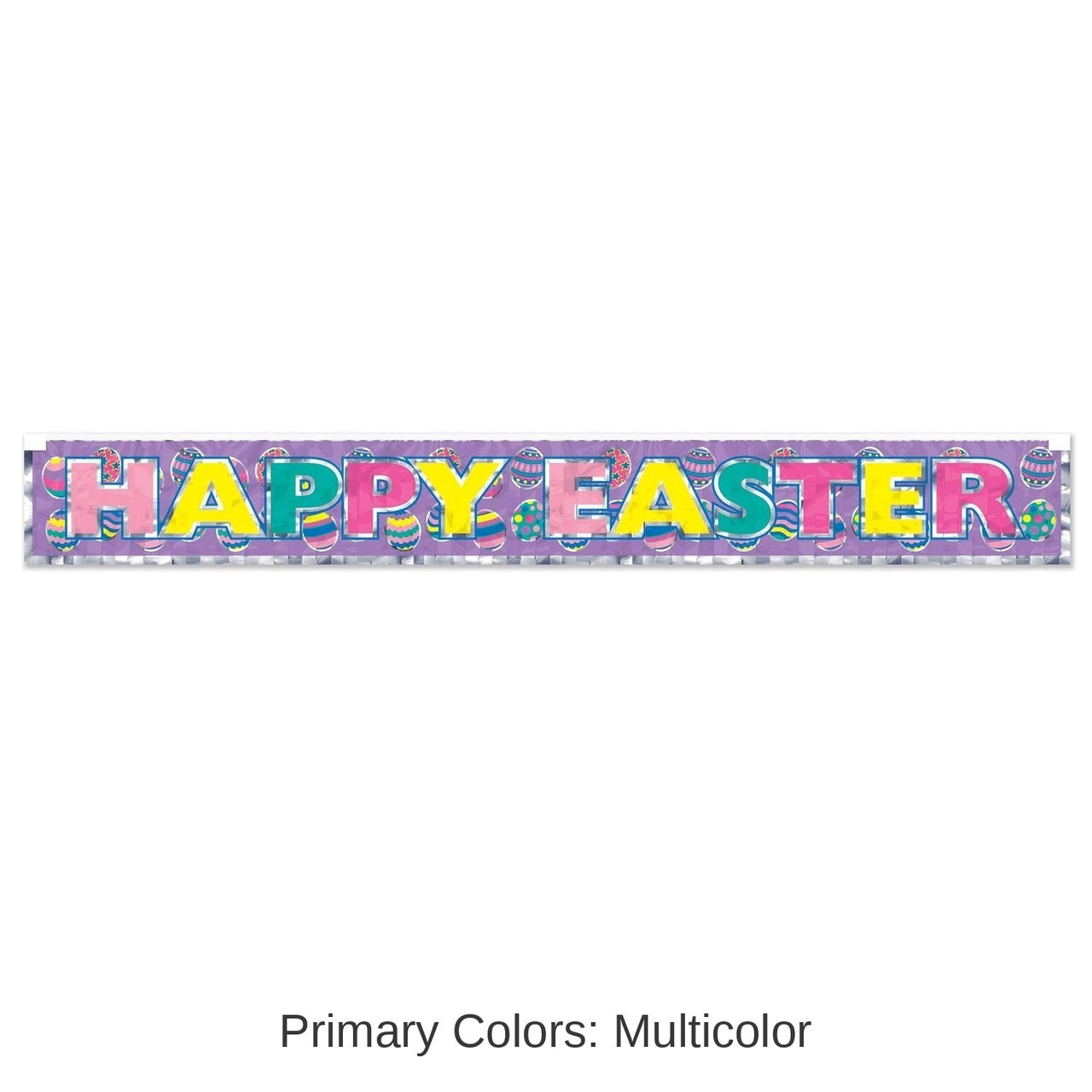 12 Pack Bulk Metallic Happy Easter Fringe Banner
