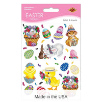 12 Pack Bulk Easter Bunny - Basket/Egg Stickers 4 Sheets/Pack