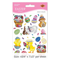 12 Pack Bulk Easter Bunny - Basket/Egg Stickers 4 Sheets/Pack