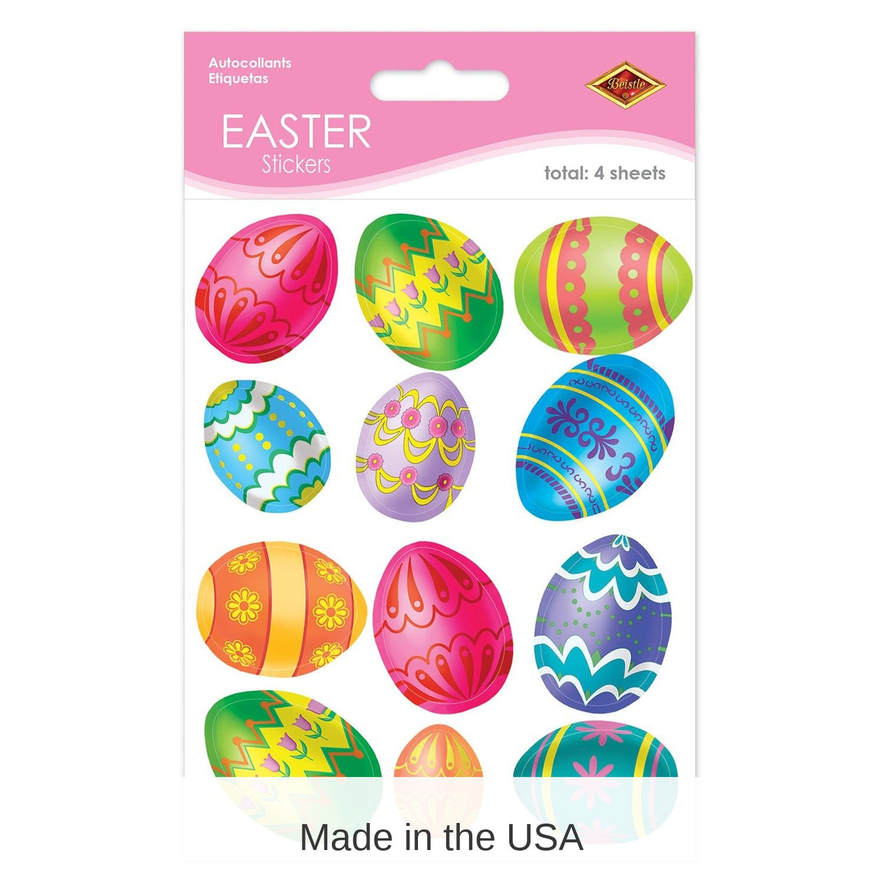 12 Packs Bulk Easter Egg Stickers 4/Pack