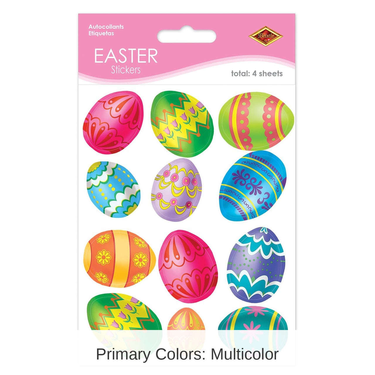 12 Packs Bulk Easter Egg Stickers 4/Pack
