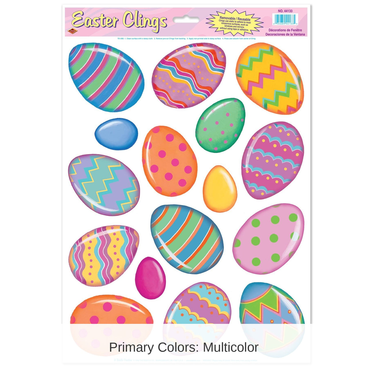 192 Piece Bulk Easter Color Bright Egg Clings