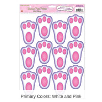 144 Piece Bulk Easter Bunny Paw Prints Peel 'N Place Clings