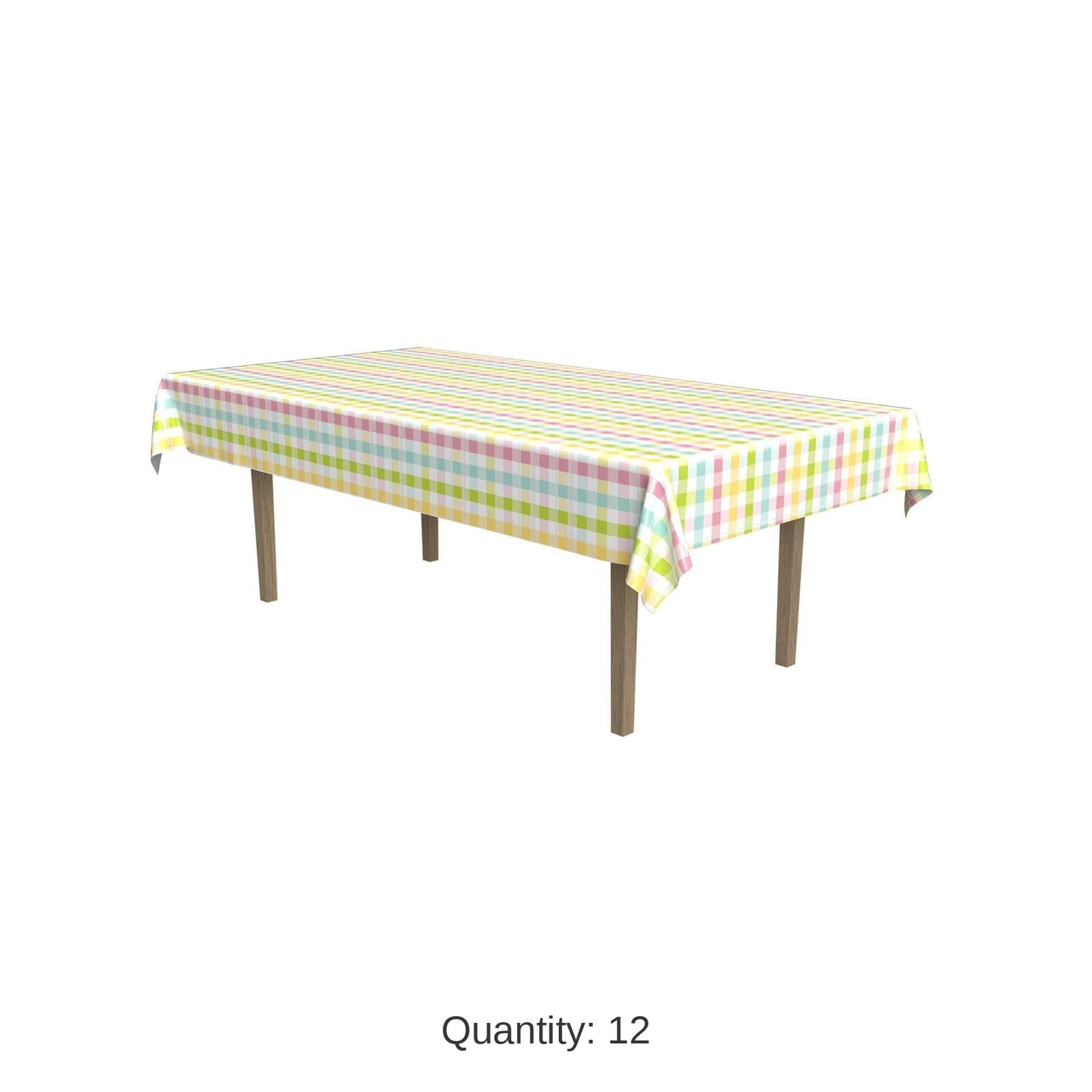 12 Pack Bulk Easter Plaid Paper Tablecover