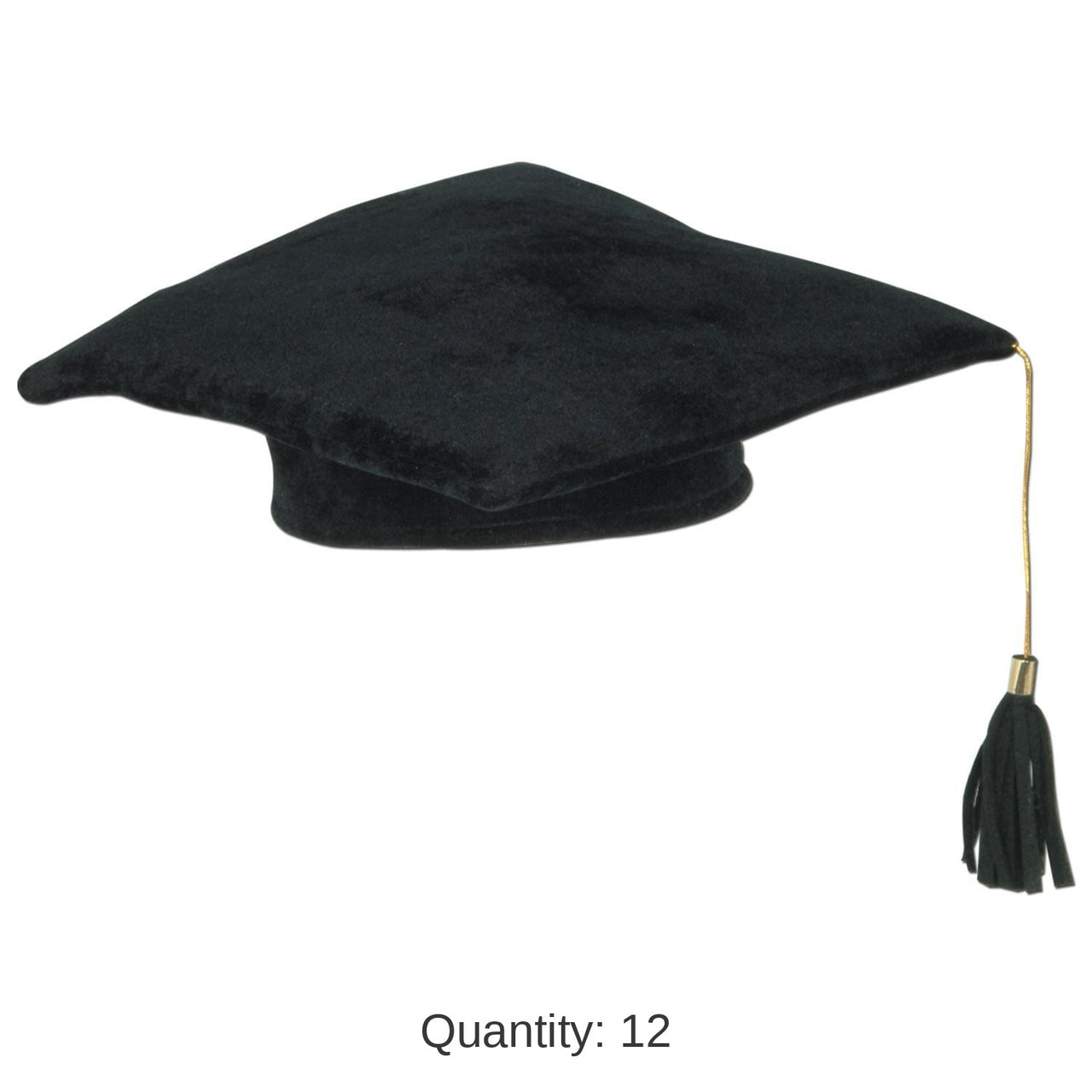 12 Pack Bulk Plush Graduate Graduation Party Cap- Black