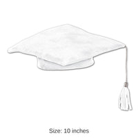 12 Pack Bulk Plush Graduate Graduation Party Cap- White