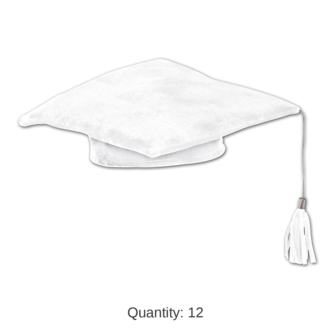 12 Pack Bulk Plush Graduate Graduation Party Cap- White