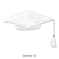 12 Pack Bulk Plush Graduate Graduation Party Cap- White