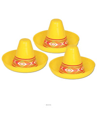 48 Pack Bulk Fiesta Miniature Yellow Plastic Sombrero