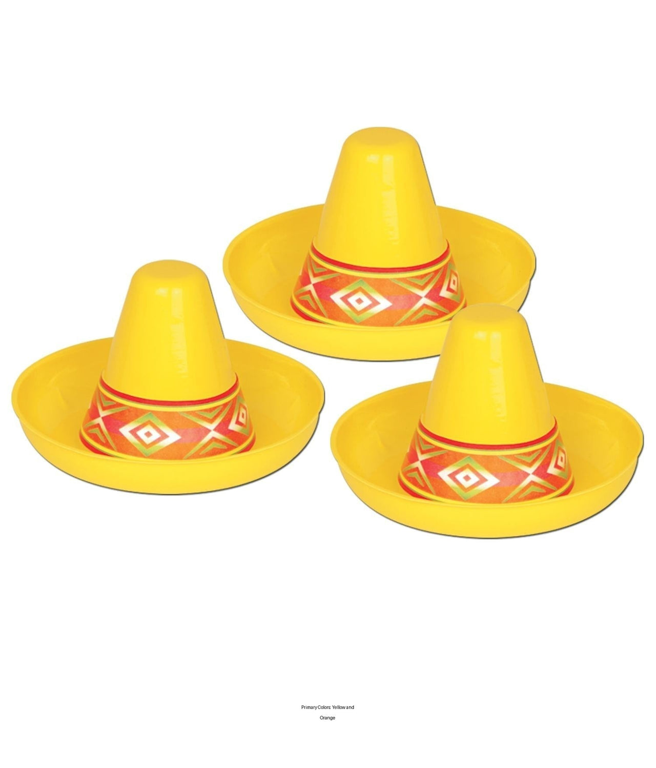 48 Pack Bulk Fiesta Miniature Yellow Plastic Sombrero