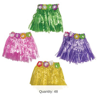 48 Pack Bulk Luau Party Drink Hula Skirts