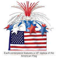 12 Pack Bulk American Flag Party Centerpiece