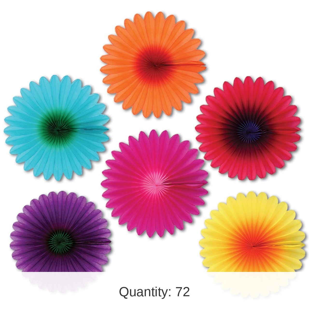 72 Piece Bulk Mini Flower Fans Party Decoration