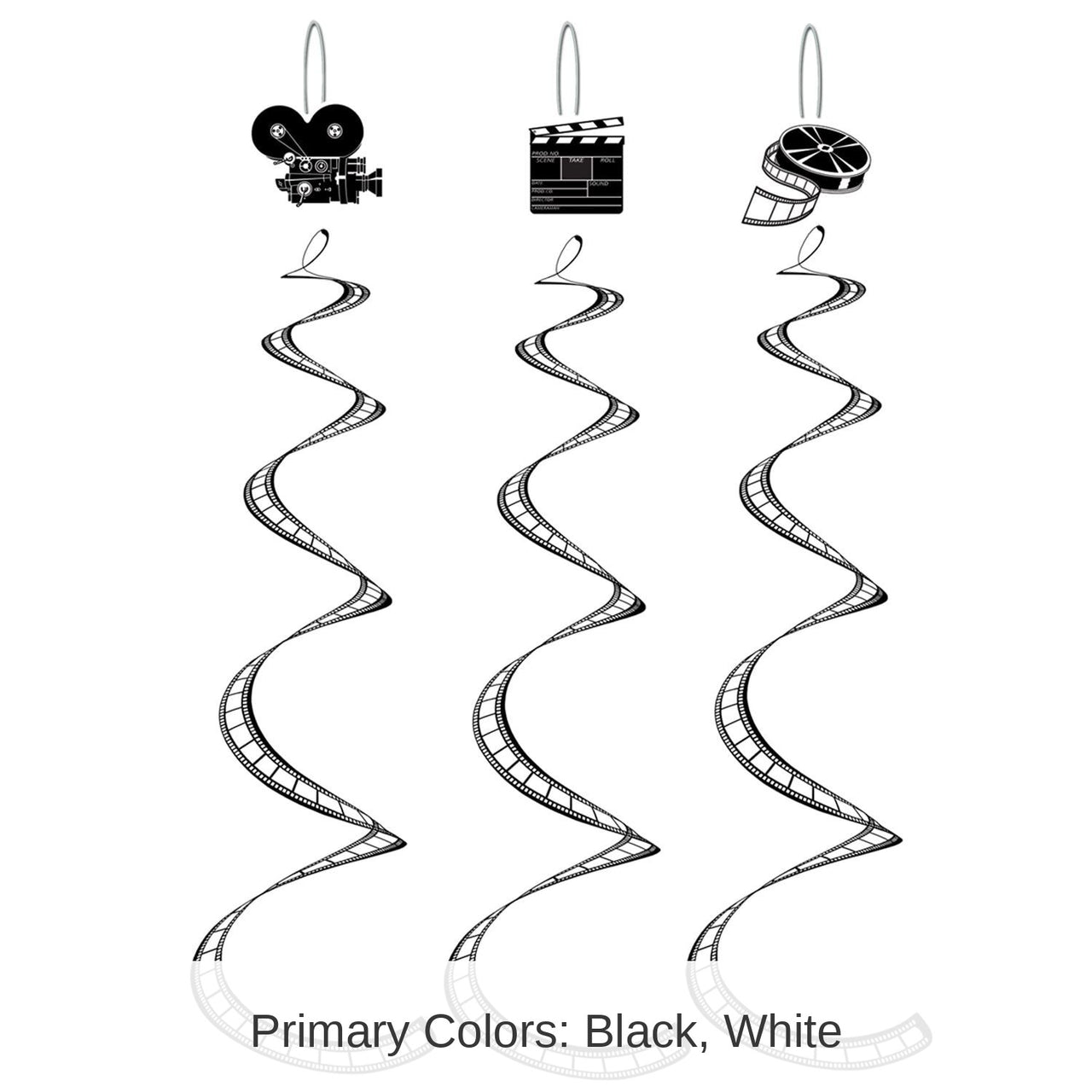 18 Piece Bulk Printed Filmstrip Party Whirls