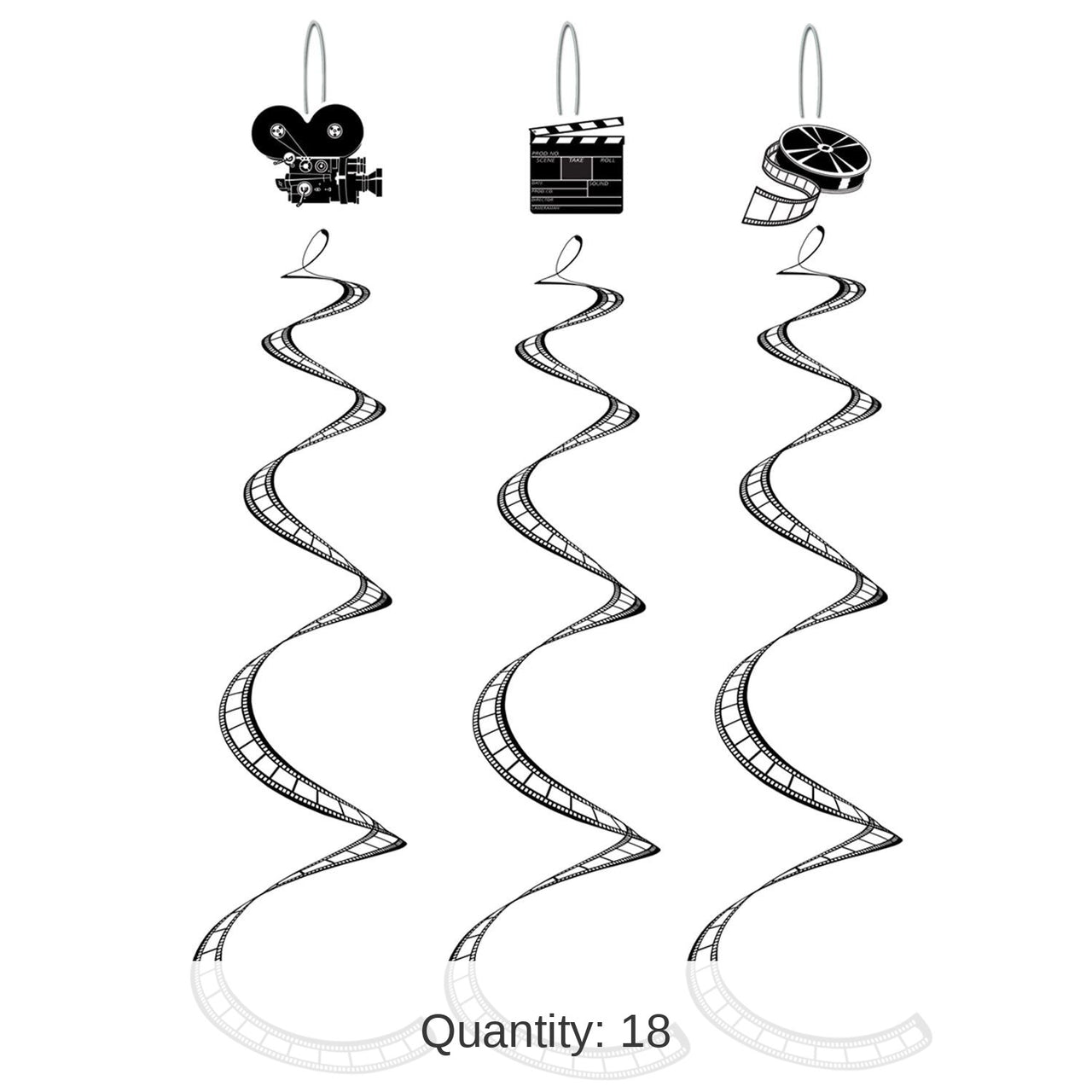 18 Piece Bulk Printed Filmstrip Party Whirls