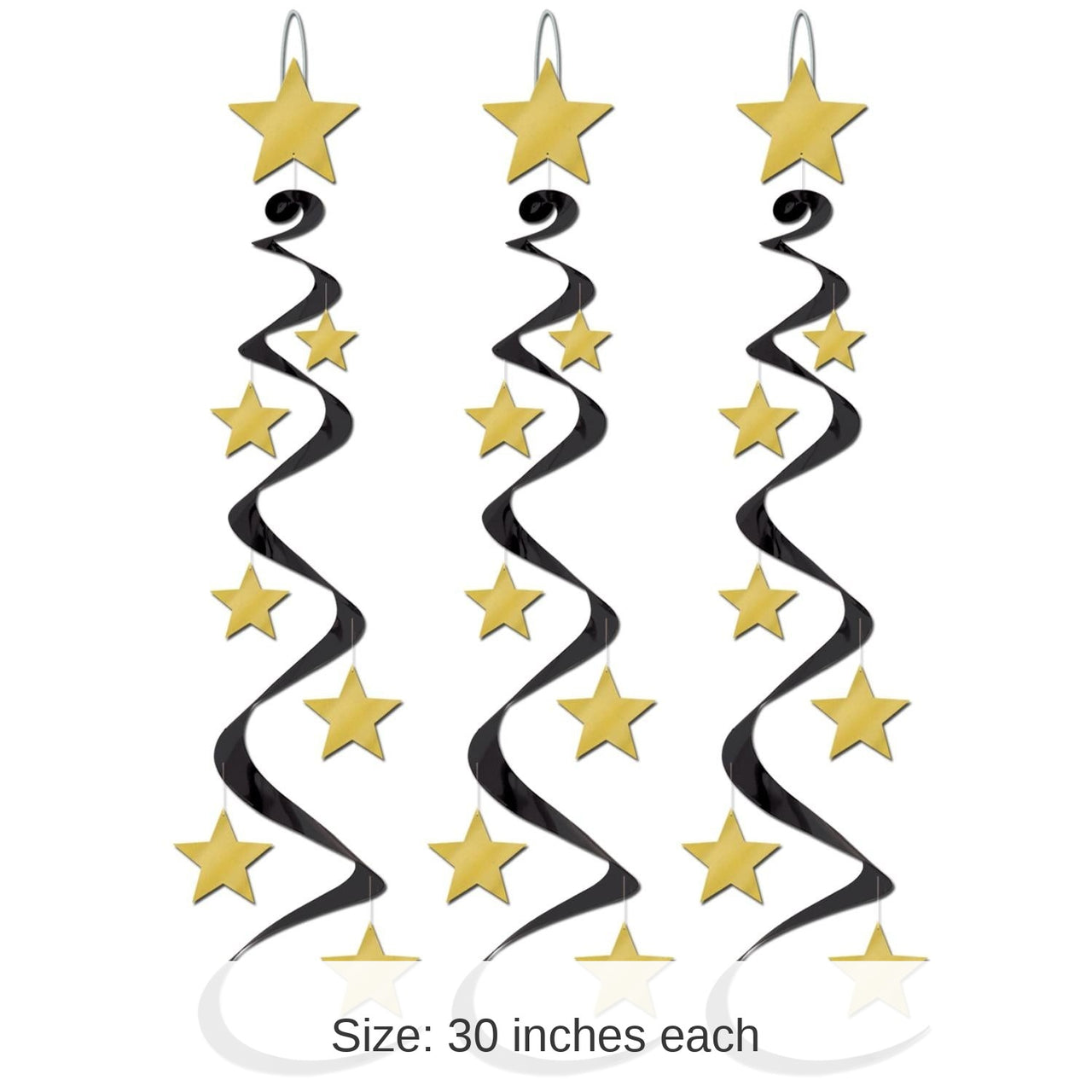18 Piece Bulk New Year's Eve Star Whirls black/gold