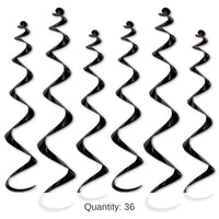 36 Piece Bulk Twirly Party Whirlys black