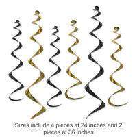 36 Piece Bulk Twirly Whirlys Decorations Asst black/gold