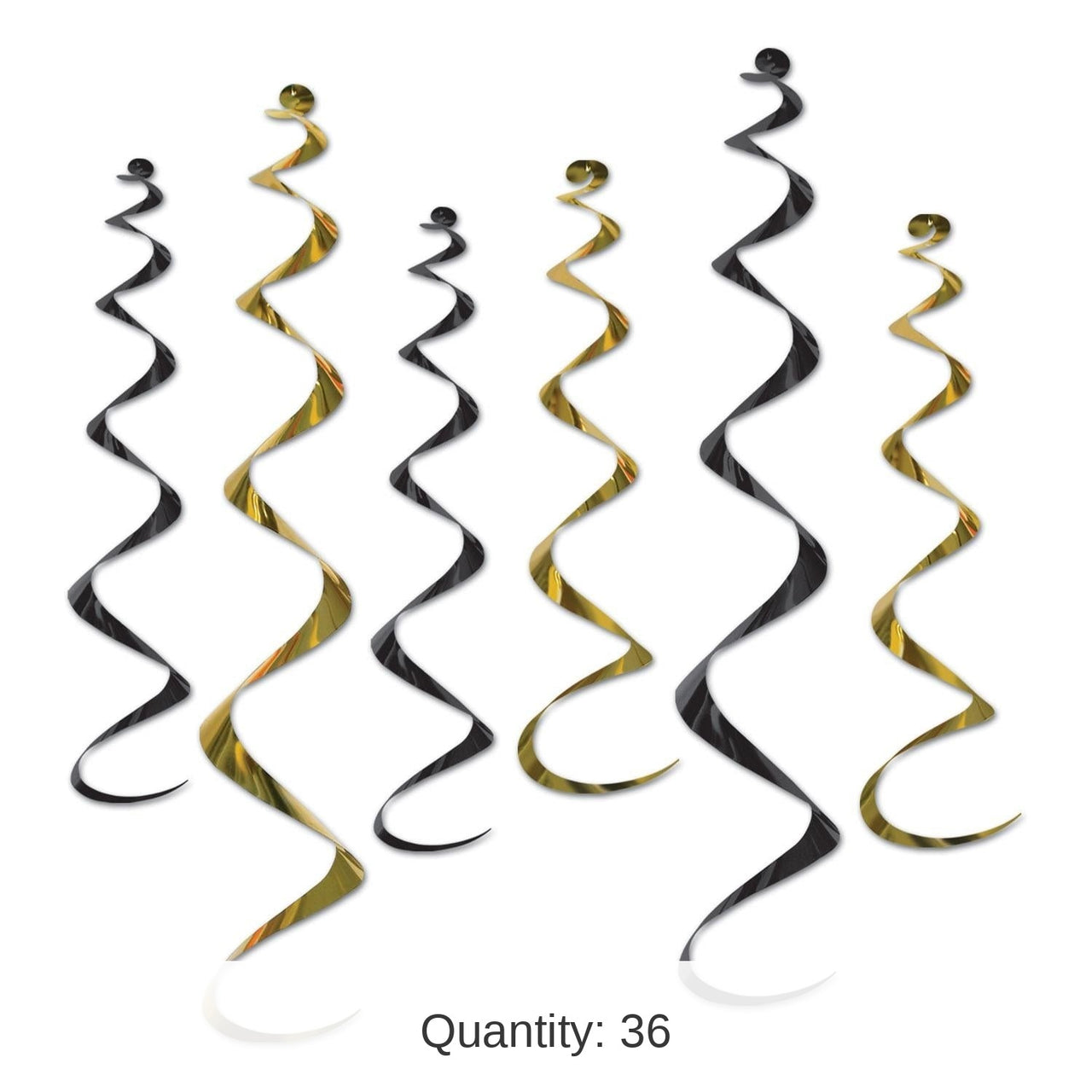 36 Piece Bulk Twirly Whirlys Decorations Asst black/gold