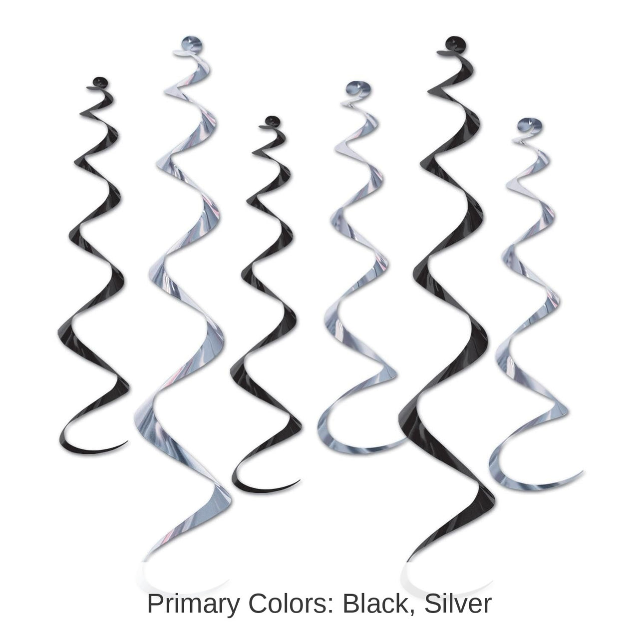 36 Piece Bulk Twirly Whirlys Decorations Asst black/silver