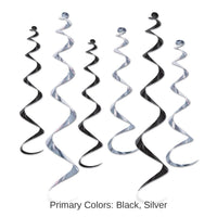 36 Piece Bulk Twirly Whirlys Decorations Asst black/silver
