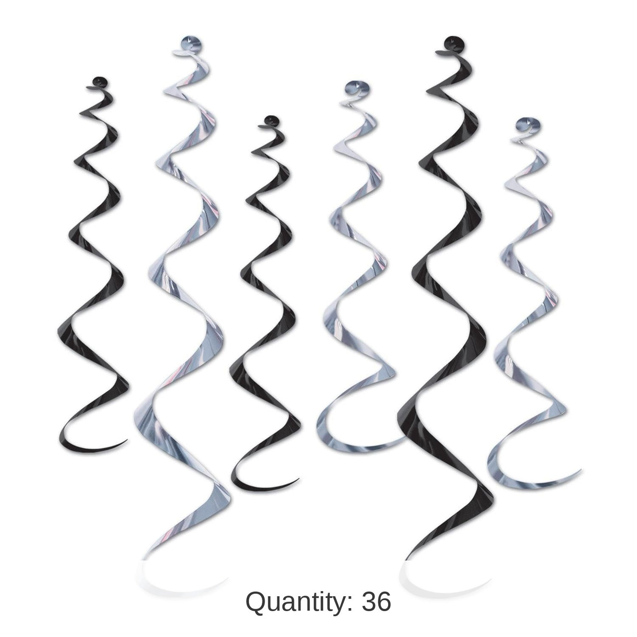 36 Piece Bulk Twirly Whirlys Decorations Asst black/silver