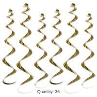 36 Piece Bulk Twirly Party Whirlys gold