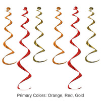 36 Piece Bulk Thanksgiving Twirly Whirlys Asst gold - orange - red
