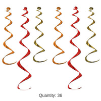 36 Piece Bulk Thanksgiving Twirly Whirlys Asst gold - orange - red