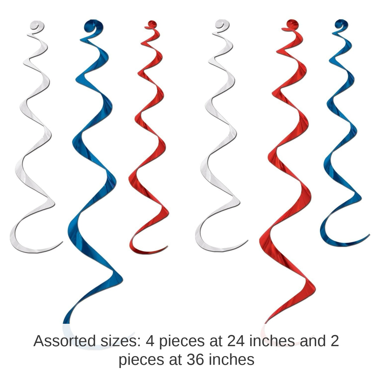 36 Piece Bulk Twirly Whirlys Decorations Asst red - white - blue