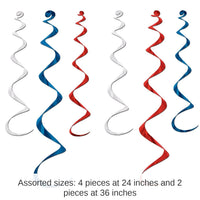 36 Piece Bulk Twirly Whirlys Decorations Asst red - white - blue