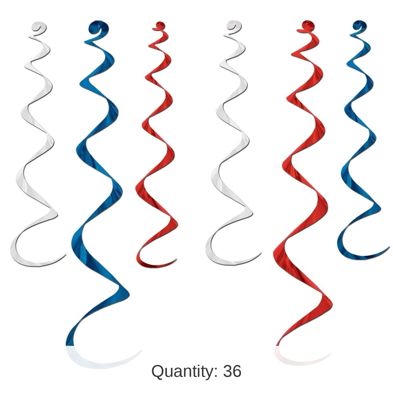 36 Piece Bulk Twirly Whirlys Decorations Asst red - white - blue