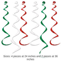 36 Piece Bulk Day of the Dead Twirly Whirlys Asst red - white - green
