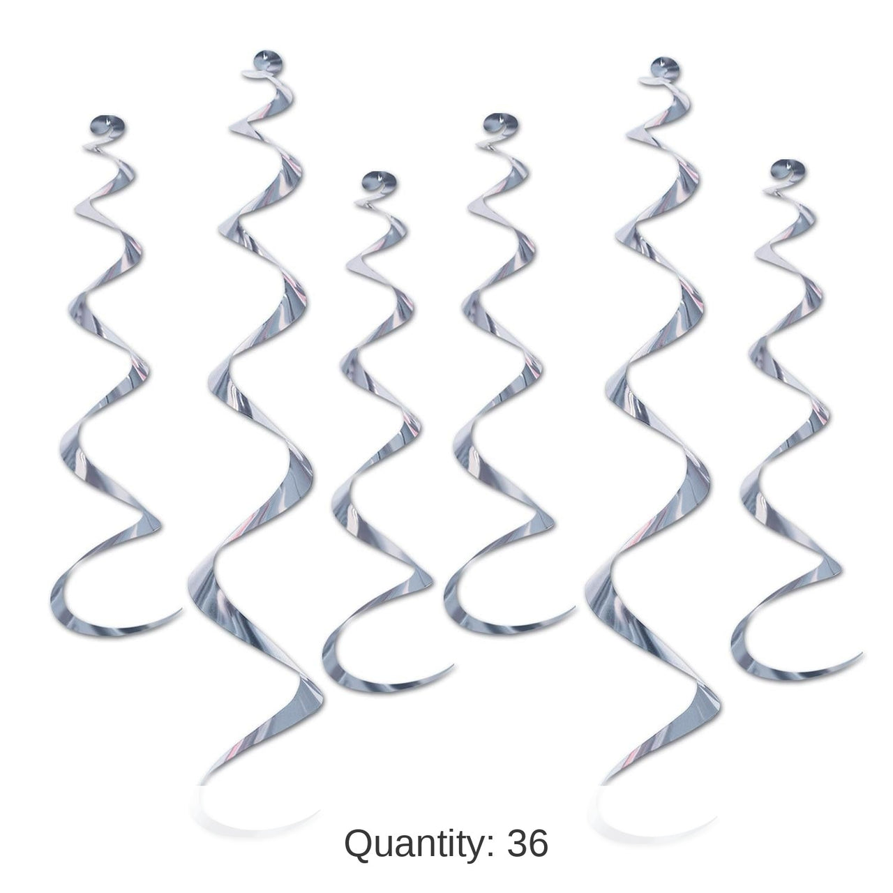36 Piece Bulk Twirly Party Whirlys silver
