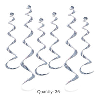 36 Piece Bulk Twirly Party Whirlys silver