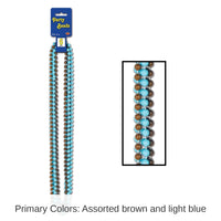 72 Pack Bulk Party Bead Necklaces - Small Round Asst brown/Light blue
