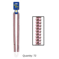 72 Pack Bulk Party Bead Necklaces - Small Round Asst brown/pink