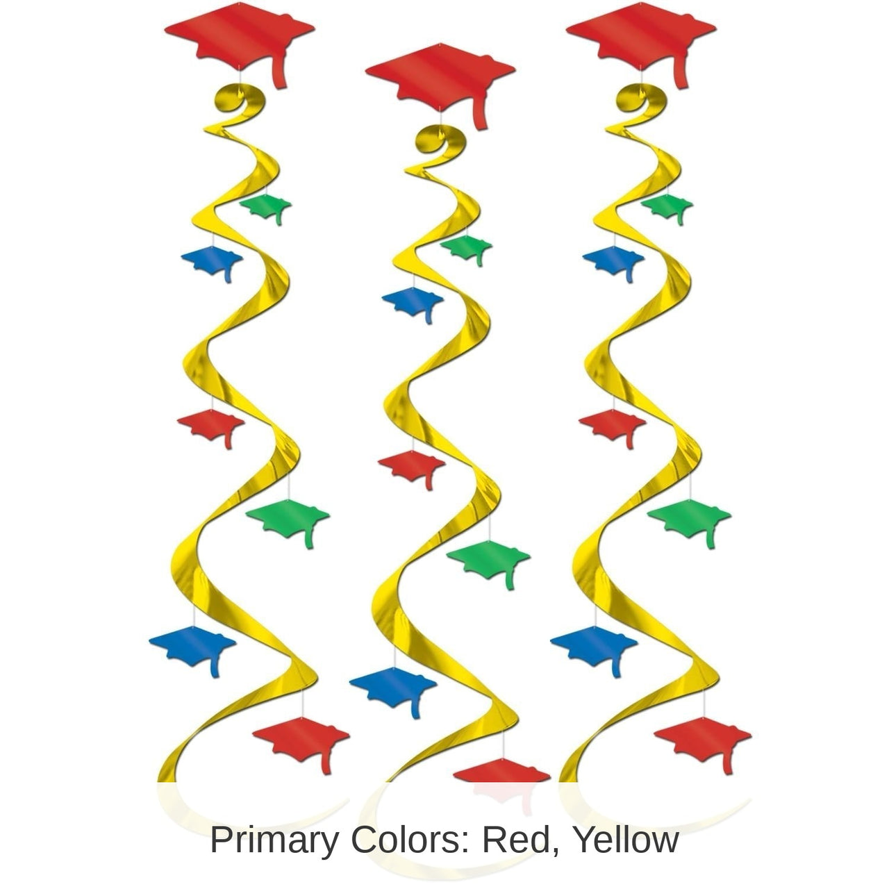 18 Piece Bulk Grad Cap Graduation Party Whirls multi-color