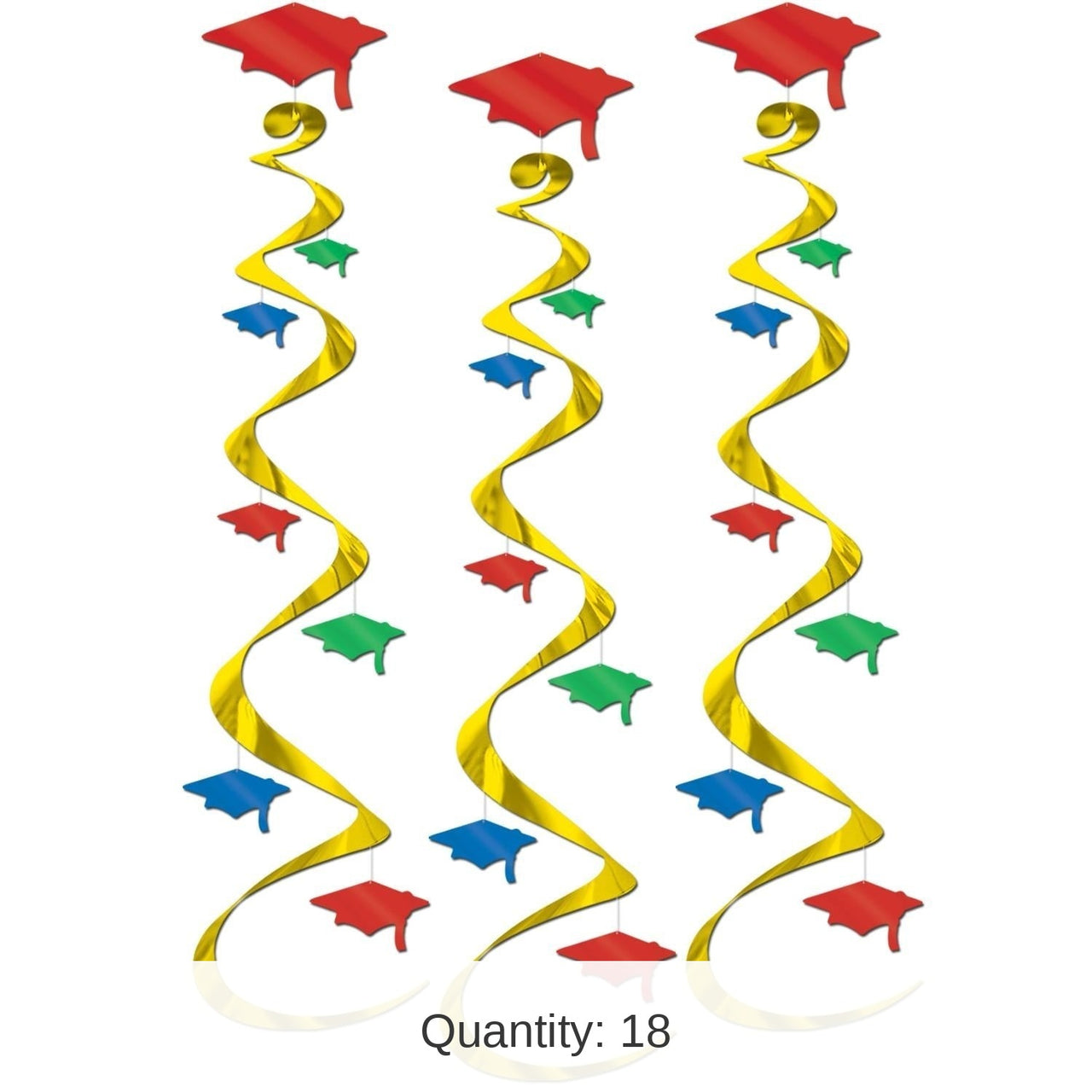 18 Piece Bulk Grad Cap Graduation Party Whirls multi-color