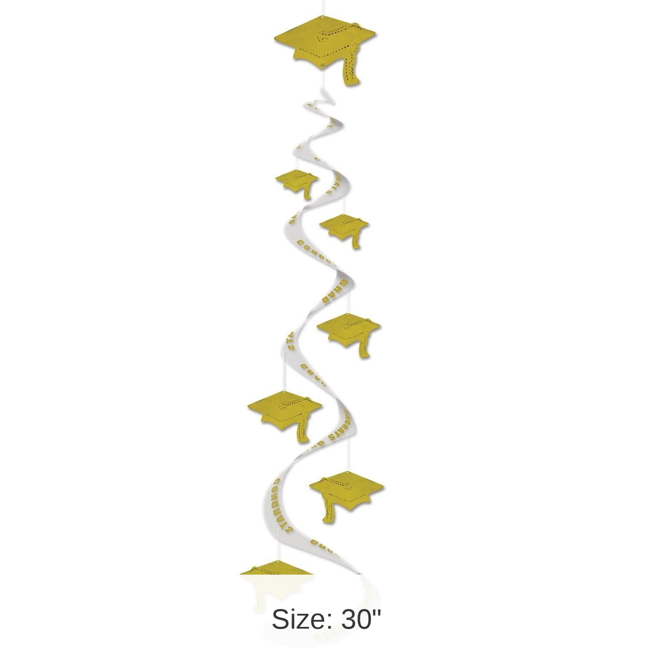 18 Piece Bulk Printed Grad Cap Graduation Party Whirls - gold