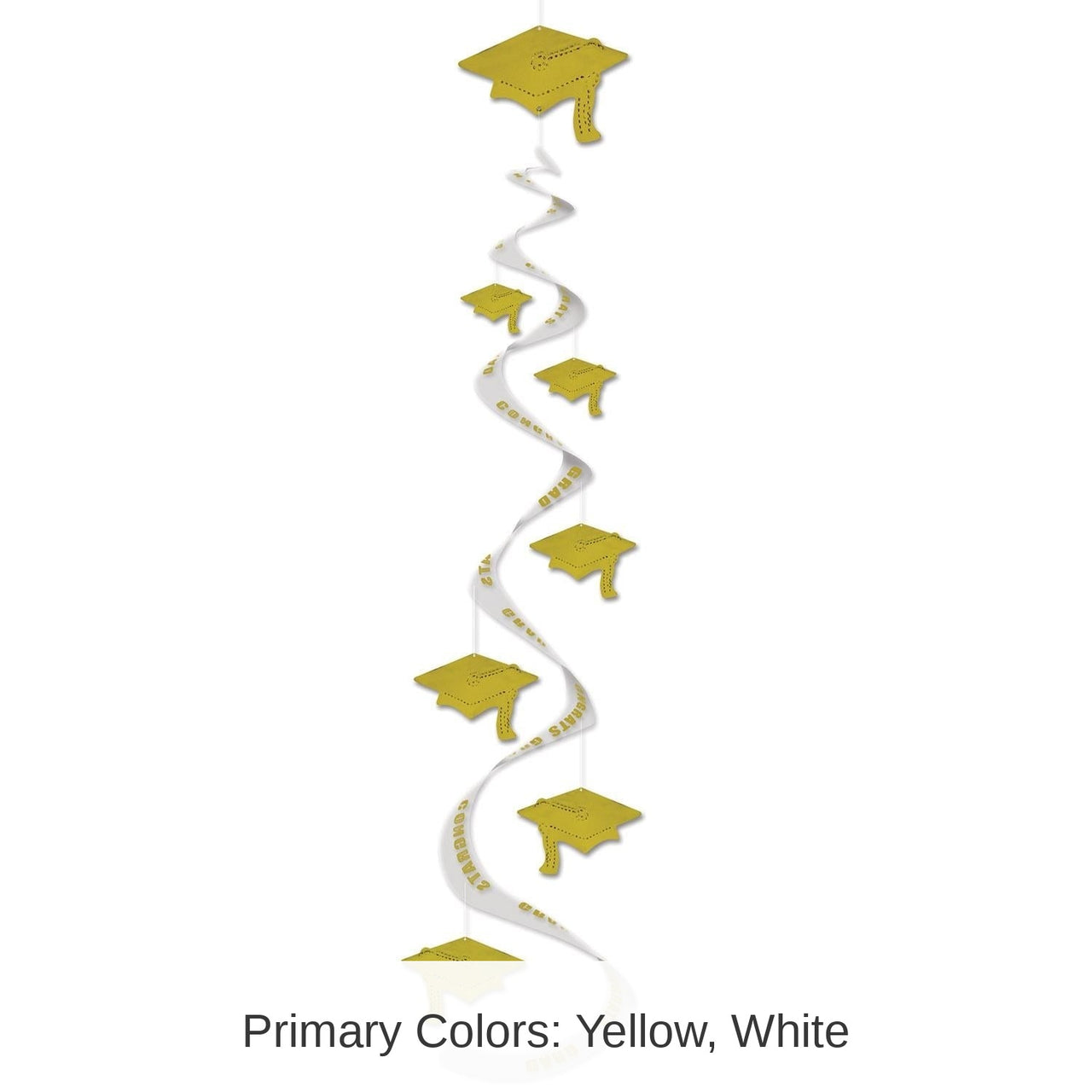 18 Piece Bulk Printed Grad Cap Graduation Party Whirls - gold