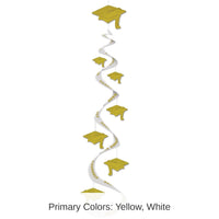 18 Piece Bulk Printed Grad Cap Graduation Party Whirls - gold