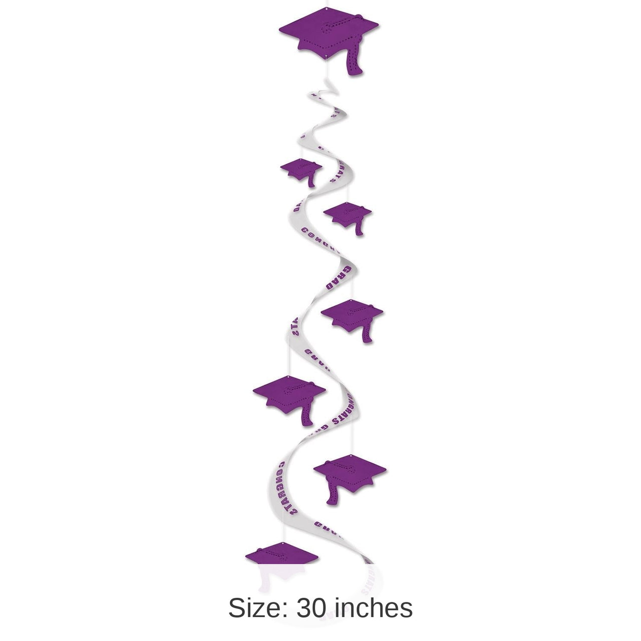 18 Piece Bulk Printed Grad Cap Graduation Party Whirls - purple