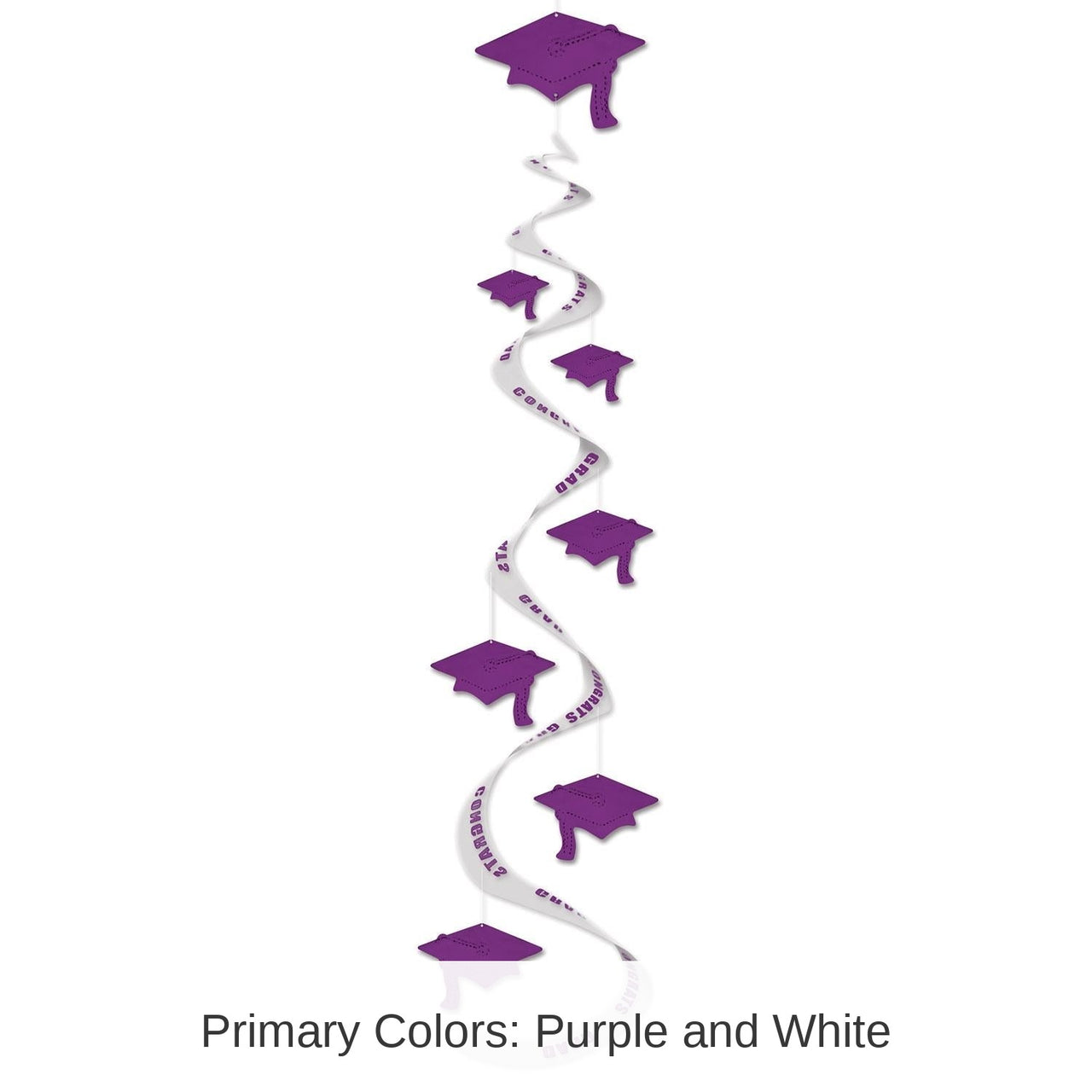 18 Piece Bulk Printed Grad Cap Graduation Party Whirls - purple